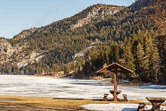 Picnic area at Columbia Lake Regional District of East Kootenay Canada