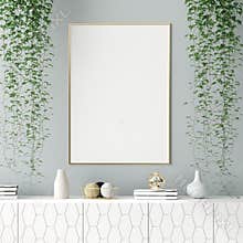 Mock up poster frame in home interior background, Scandinavian style