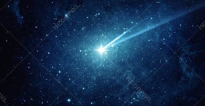 Falling meteorite, asteroid, comet in the starry sky. Elements of this image furnished by NASA