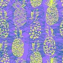Sammer colorful seamless pattern with freehand drawn pineapple