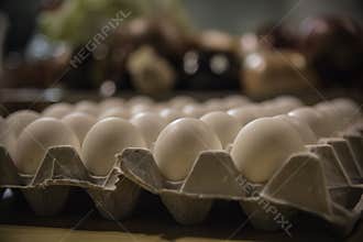 Eggs in a carton tray