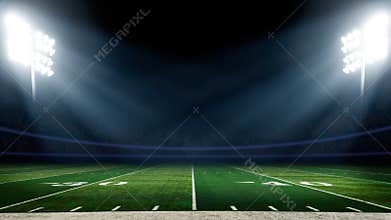 Football field with stadium lights