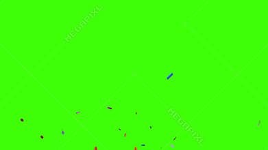 Confetti Party Popper Explosions on a Green Background