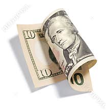Rolled Ten Dollar Bill