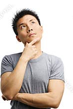 Young Asian man thinking