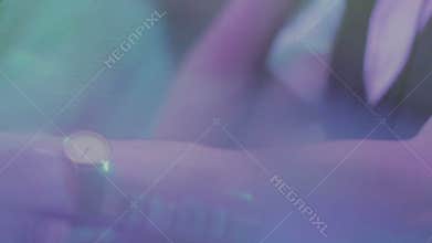 DJ mixing tracks at nightclub, happy young people dancing, waving hands to music