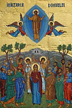 Gold mosaic of Jesus ascension scene