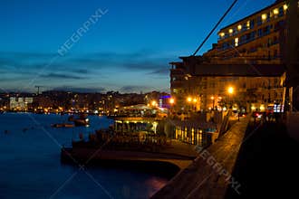Night atmosphere in Sliema, Malta