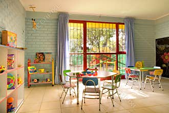 Empty kindergarten classroom