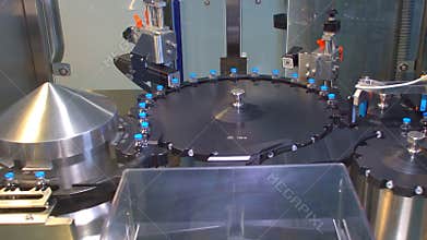 Pharmaceutical manufacturing line at factory. Pharmaceutical quality control.