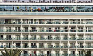 Cruise ship decks at port
