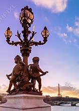 Sunset over the Alexandre III bridge