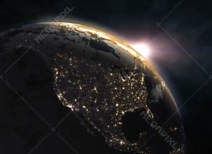 Realistic planet Earth in space