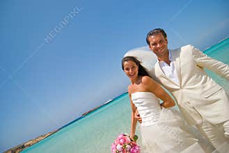 Just Married on Honeymoon Island Beach