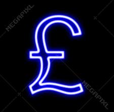 Sterling pound Â£ British currency neon symbol
