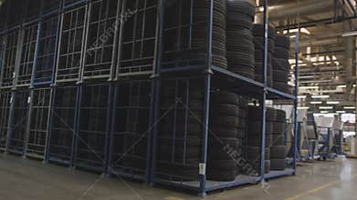Rubber Tires on Shelves at Producing Workshop Territory