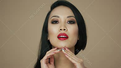 Charming smiling brunette woman