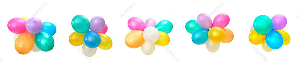Set multicolored balloons isolated on white