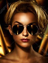 Blonde wearing stylish sunglasses