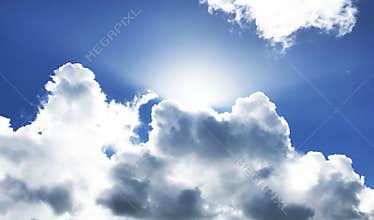 Sky Clouds Sun Beam Sunrise Skyscape Blue Skies