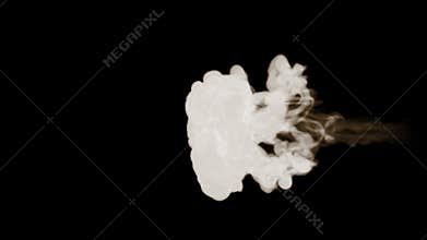 Smoke streams in slow motion isolated on black background with backlit and ready for compositing for visual effects. For