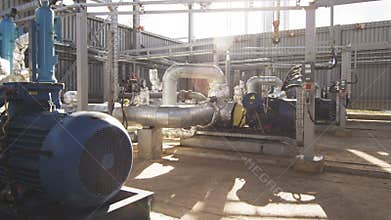 Equipment Connected by Pipes and Fenced in Open Air