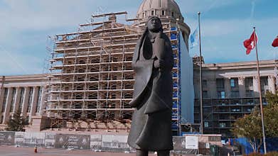 Chiricahua Apache statue at Oklahoma State Capitol - As long as the waters flow