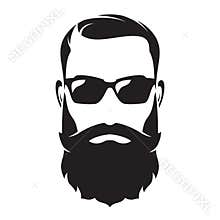 Bearded man s face, hipster character. Fashion silhouette, avata