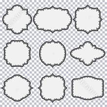 Vintage frame set. Blank liner border shape. Design