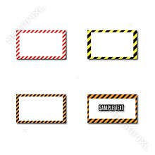 Set frames with slanted black and yellow strips, vector illustration.