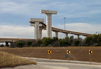 New elevated highway in construction at intersection of loop 410 and US Route 90 on San Antonio, Texas