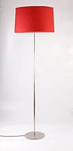 Red floor lamp on white background