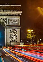 Arc de Triomphe at night.