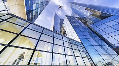 Flying over modern Buildings