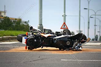 Motorcycle accident on the city road