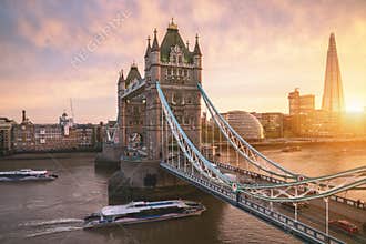 The london Tower bridge at sunrise