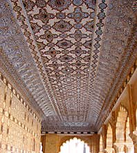 Geometric Design on Marbles on Ceiling of Amer Fort, Jaipur, Rajasthan, India - Arts and Architecture