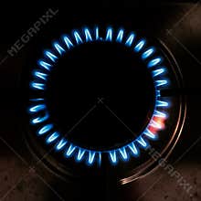 Top-down View of the Ring of Fire on a Stove