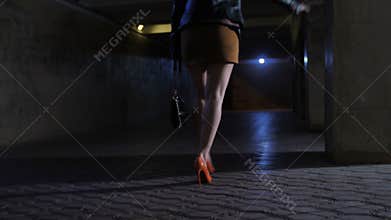 Legs of drunken female walking and throwing up
