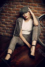 Lady in checkered suit