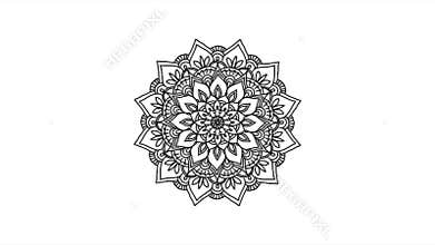 Abstract ornamental digital hand drawn mandala footage. Floral vintage tattoo decorative elements oriental islam pattern.