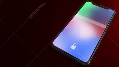 Spyware alert pops up on the screen of a modern smartphone. Conceptual 3D animation