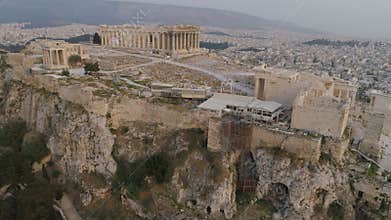 Aerial view of Acropolis of Athens ancient citadel in Greece