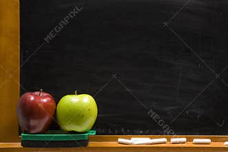 Apples and Challkboard at school