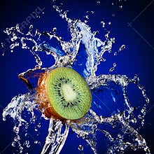 Kiwi in water splash