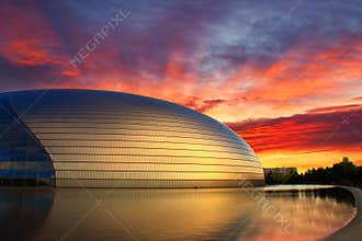 China NCPA in sunset, Beijing