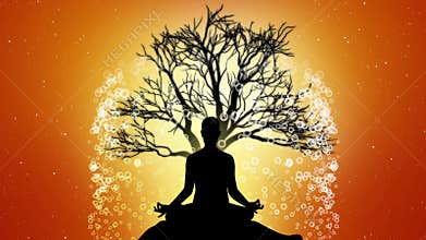 Silhouette Meditation Animation With Particle