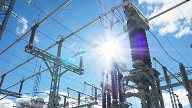 High voltage lines above electrical transformers