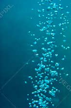 Bubbles in blue water