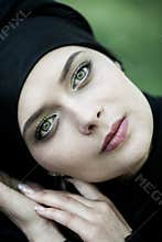 Portrait of a beautiful muslim woman. Young arabian woman in hijab